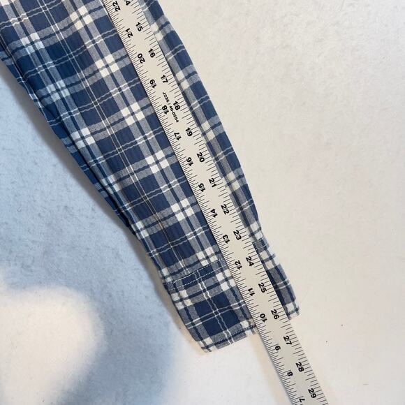 J. Crew Flannel Button Shirt Woman M Blue White Check Secure Pocket Snuggle Cozy - Picture 7 of 10
